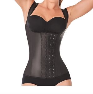 Bella Mia Black Waist Trainer Shapewear with Front Hook Closure Sz XL